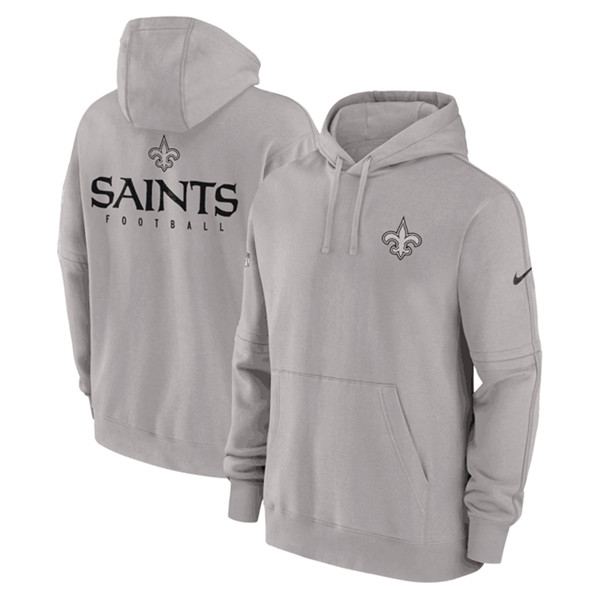 Men's New Orleans Saints Gray Sideline Club Fleece Pullover Hoodie